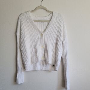 White Ribbed Cardigan